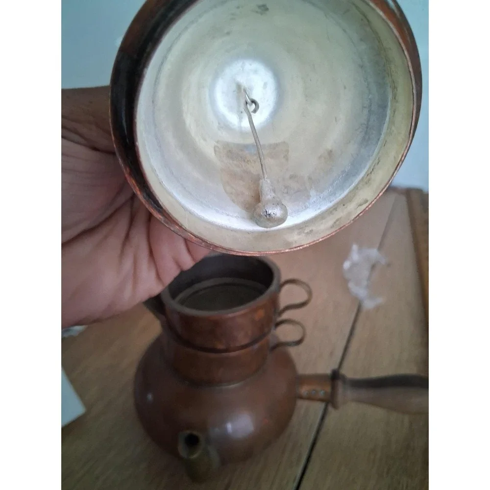 Vintage OrfeMex Mexico Copper Brass Stacking Teapot Set With‎ Bell Kitchen wares